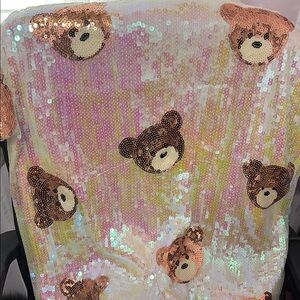 Sequin Teddy Bear Patterned Fabric